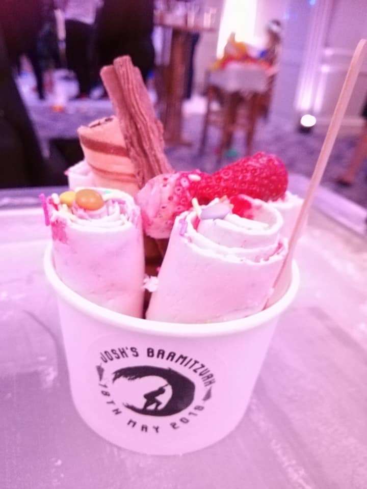 A portion of Ice cream rolls at a bar mitzvah