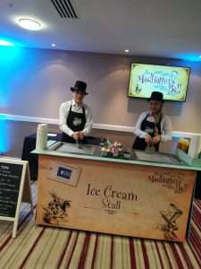 2 rolled ice cream crafters with a double ice pan set up