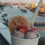 roll me up ice cream rolls at rooftop party over looking Tower bridge, London