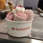 Santander branded Strawberry and Meringue with cream at public finance exhibition