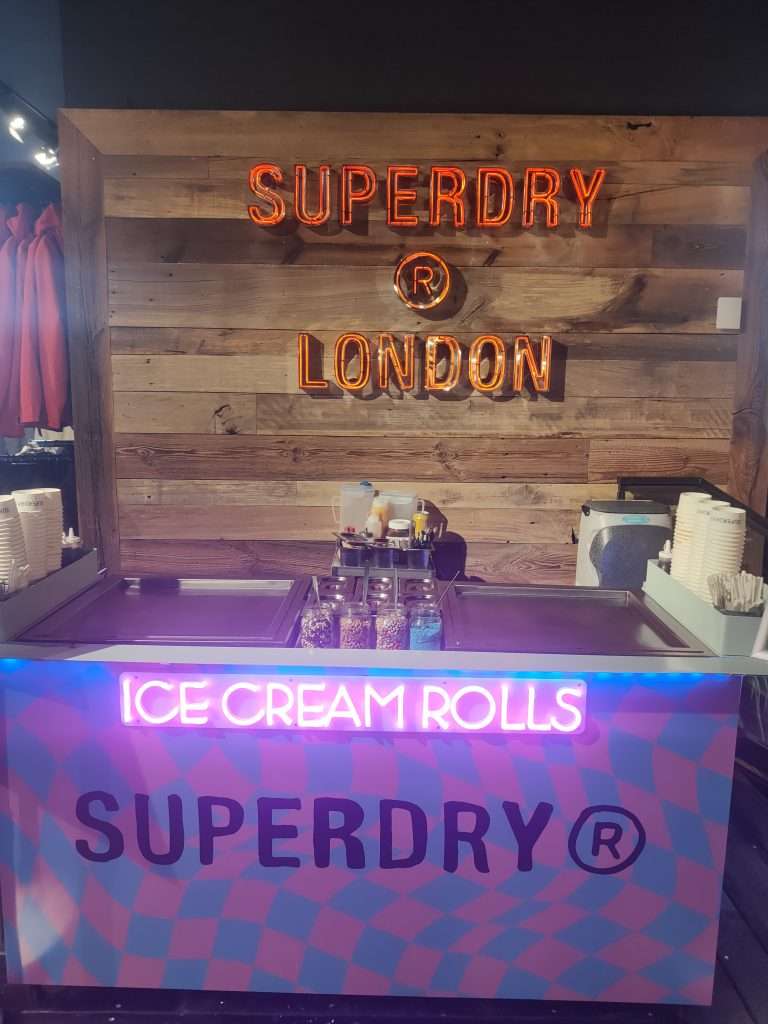 ice cream roll cart Superdry London