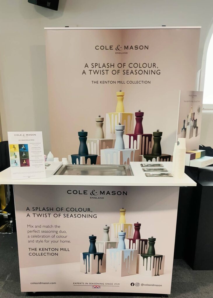 Cole and Mason branded ice cream cart for corporate events