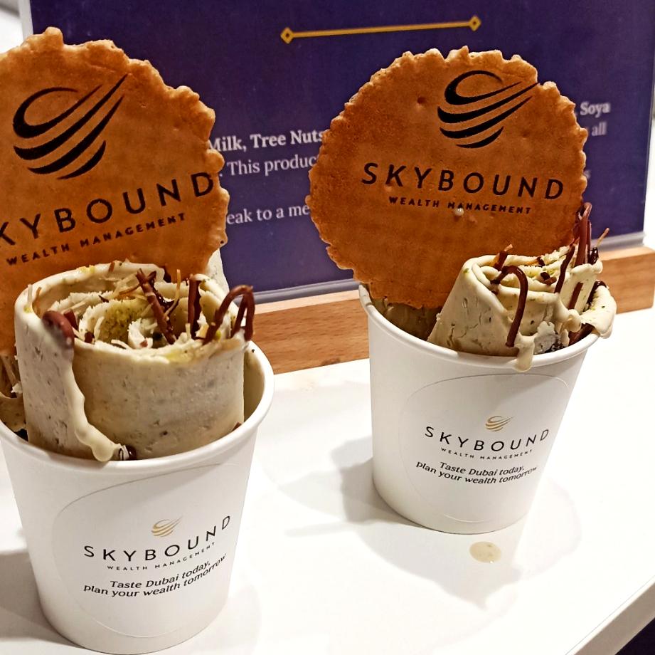 Dunai chocolate ice cream rolls at exhiibtion