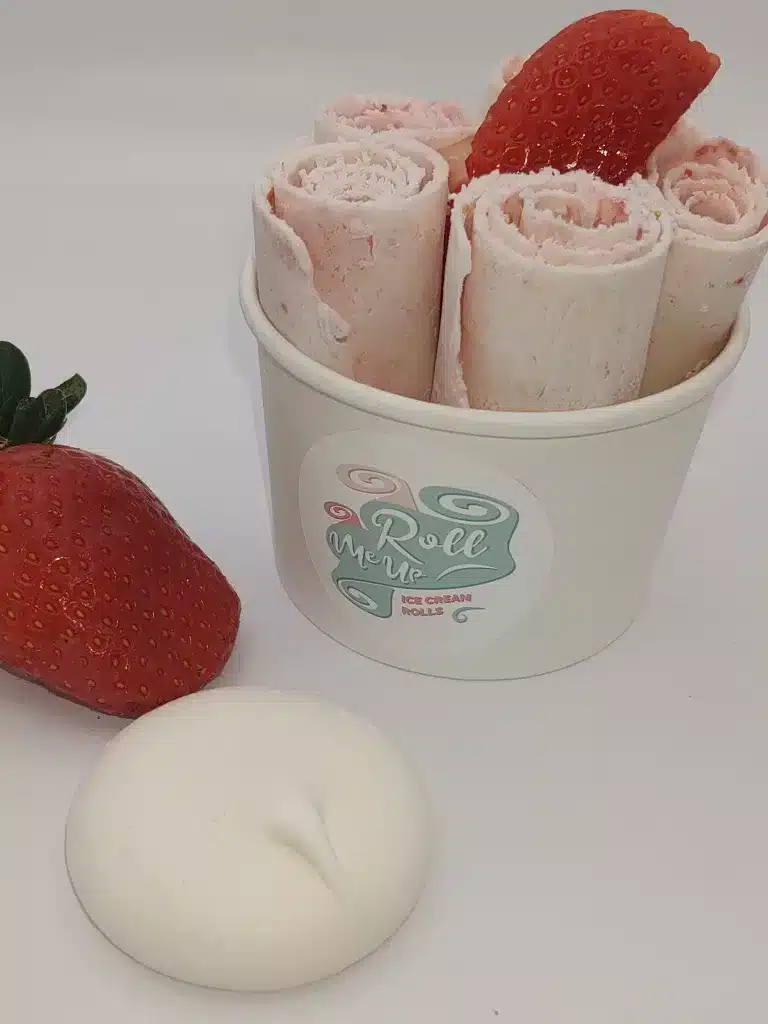 best ice cream rolls, strawberry and meringue