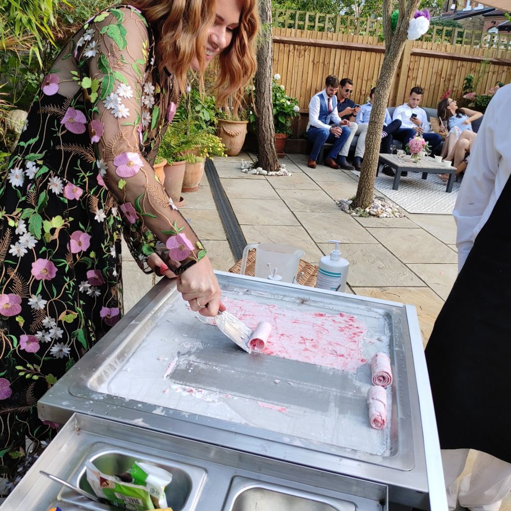 rolled ice cream making at wedding
