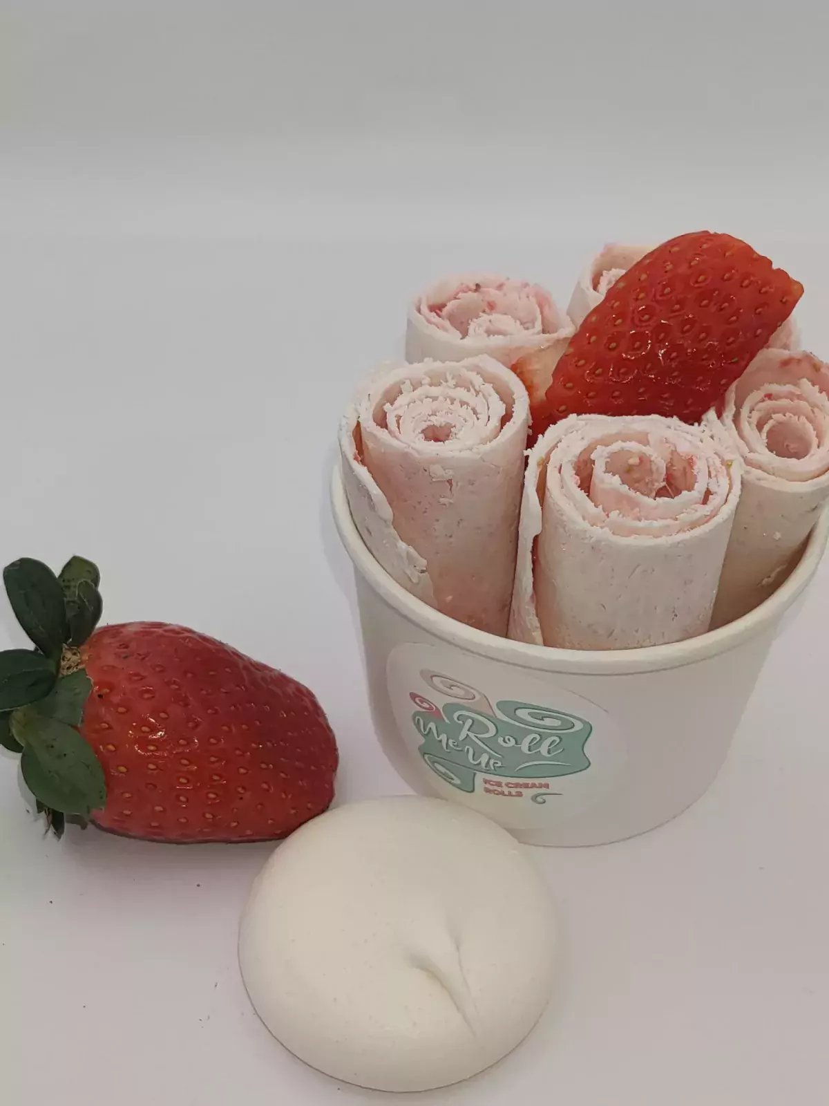 strawberry and meringue rolled ice cream